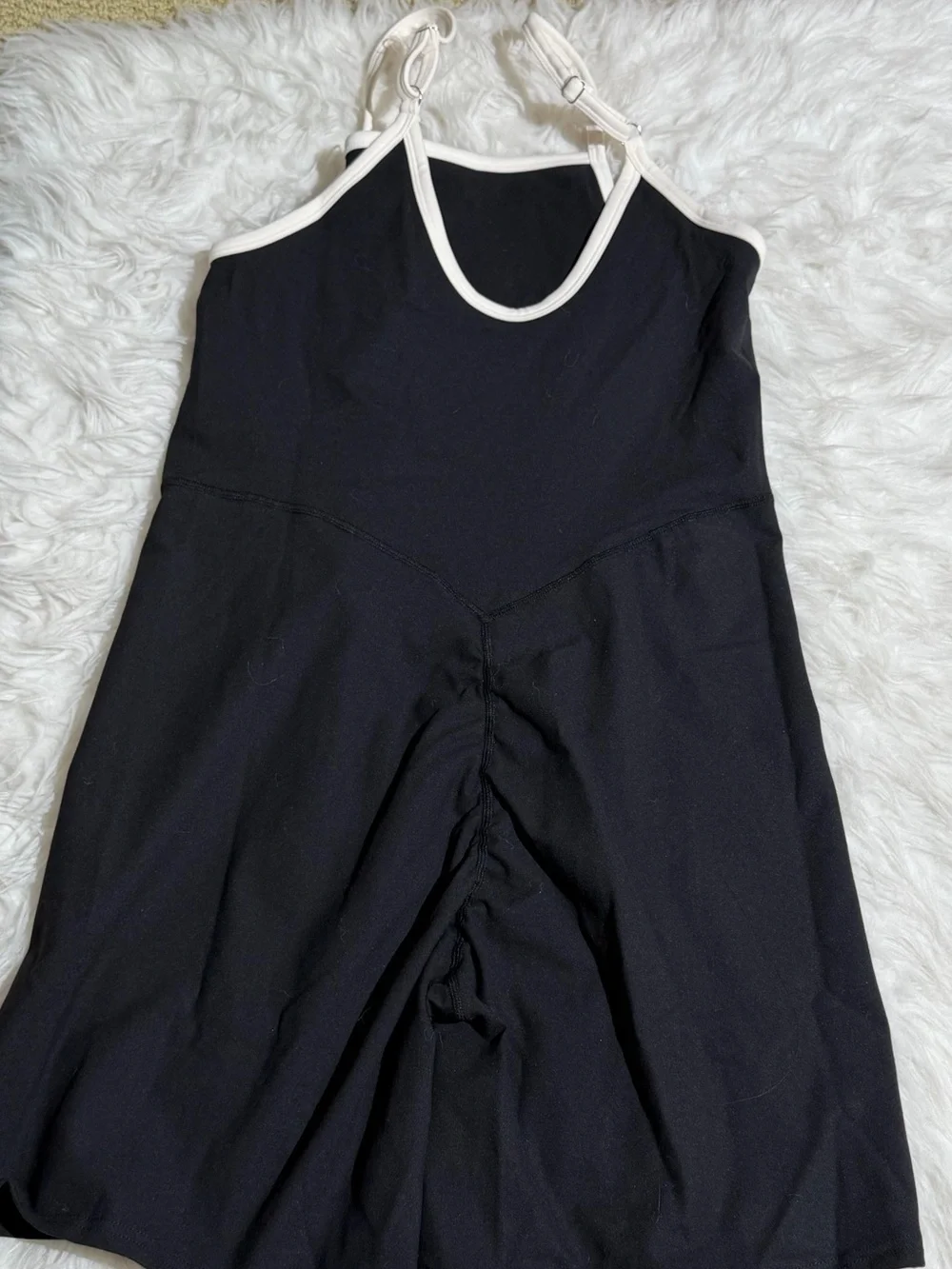 NEW 437 Four Three Seven XL The Shorts Onesie Black Cream Shortysuit Workout - Picture 9 of 13